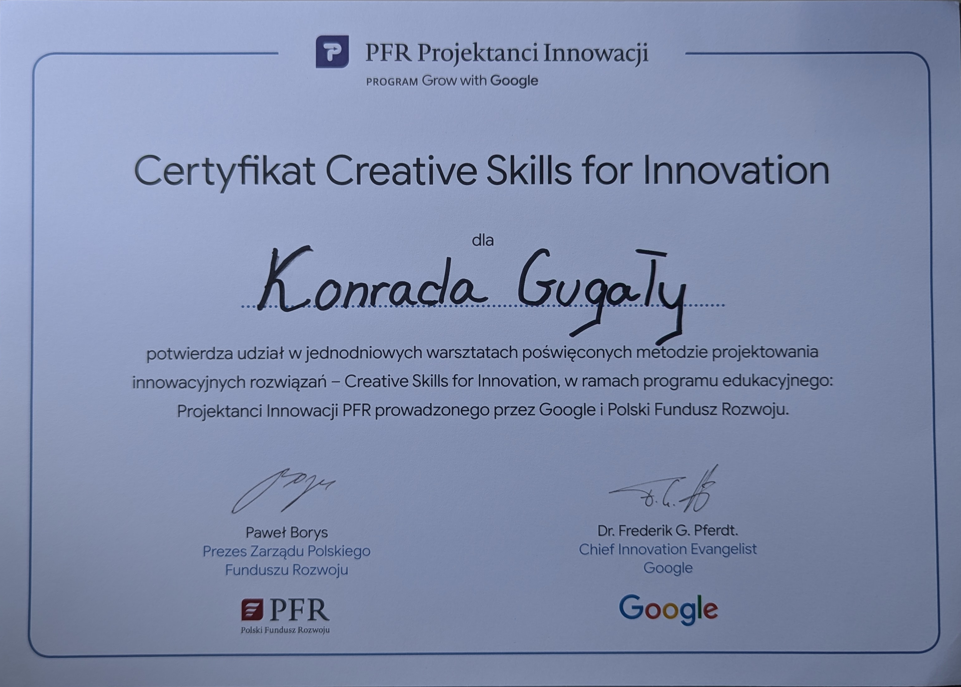 PFR Program Grow with Google